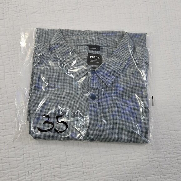 Prana Hemp Shirt Men's XL Gray Performance Stretch Short Sleeve Button Up Pocket - Picture 12 of 12